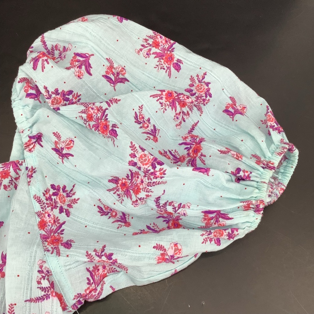 Free People Blue Pink Angela Floral Print Lace Bodysuit Off Shoulder Small - Picture 13 of 15